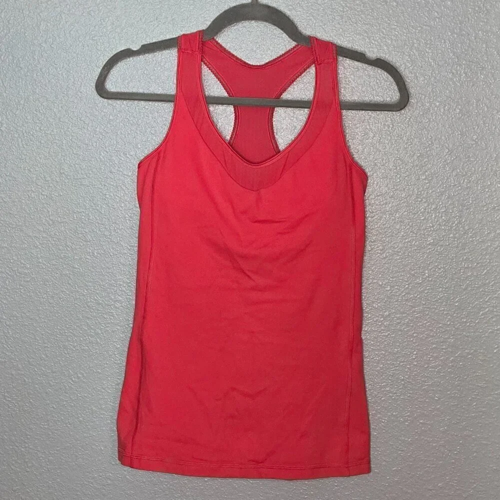 Lululemon Racerback Tank with Shelf bra - 6 Coral